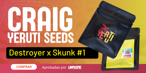 Publicidad: Craig Yeruti Seeds, variedad Destroyer x Skunk #1.